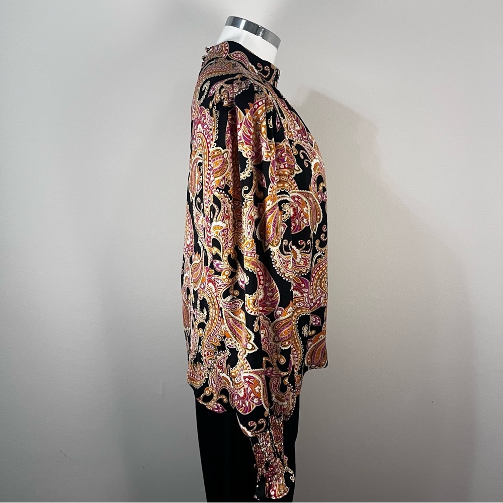 Who What Wear Paisley Boho Top Women’s Medium Long Sleeve Blouse - Picture 4 of 8
